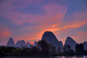 Guilin: 80185307 Limestone Karst Formations at Dawn Guilin