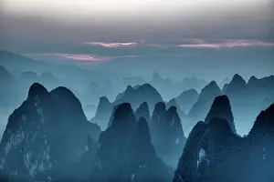 Guilin: 80185317 Limestone Karst Formations at dawn Guilin