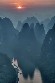 Karst: 80185318 Limestone Karst Formations and River Li