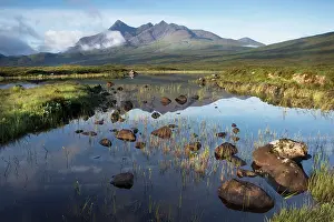 Skye: 80186701 The Black Cuillin - reflection of Sgurr