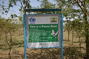 Peace: 80186923 Signboard displaying adjacent Peace Zone
