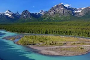 Athabasca: 80187300 Athabasca River - mountain landscape with