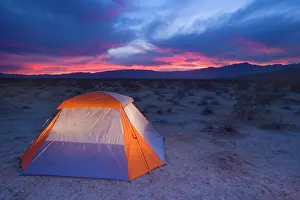 Lonesome: 80188137 Tent in desert - a lonesome tent pitched