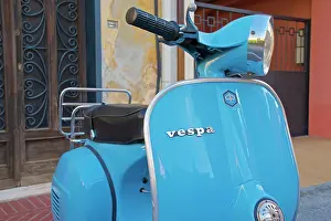 Vespa: 80190163 Blue Vespa Moped Monterosso, Cinque Terre