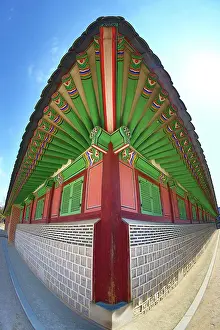 Roofs: 80191450 Green wooden roof at Gyeongbokgung Palace