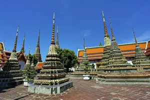 Spire: 80191483 Spires of Chedis at Wat Pho temple, Bangkok