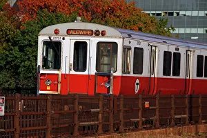 Subway: 80191550 MBTA redline subway train to Alewife, Boston