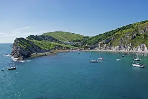 Scenics: 80196824 Lulworth Cove - bay / harbour with boats