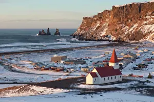 Myrdal: 80198991 Church - and coastline Vik i Myrdal, Iceland