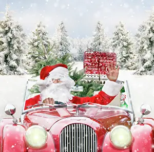 Driving: 80200403 Father Christmas - driving car through