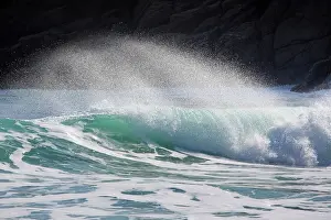 Breaking: 80200629 Waves - breaking Porthcurno, Cornwall