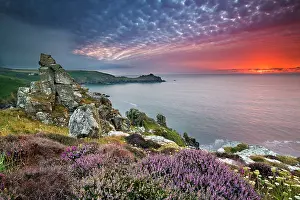 Headland: 80200633 Seascape - at sunset Gurnard's Head, Cornwall