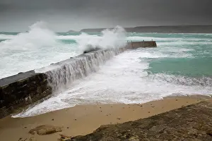 Breaking: 80200703 Sennen Breakwater - with crashing waves