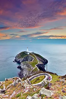 Stack: 80200727 Seascape - at sunset South Stack, Anglesey
