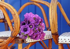 Frederic Rolland: 80202472 Bunch of flowers on wicker chair Frederic
