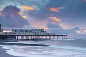 Piers: Aberystwyth Pier at sunset winter