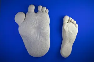Snowman: Abominable Snowman and Human foot plaster-casts