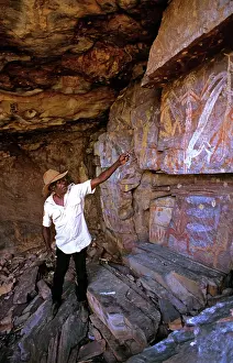 Aboriginal: An Aboriginal elder of local tribe interpreting