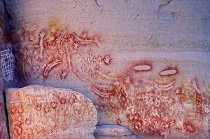 Aborigine: Aboriginal Rock Art - Emu - Boomerang and Hands