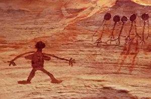 Aborigine: Aboriginal Rock Art - Woman sorcery figure and yams