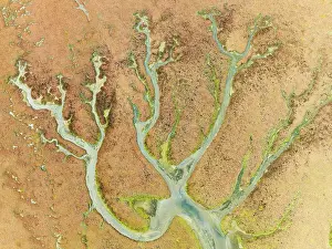Tides: Abstract patterns at low tide in the marshland of the Walvis Bay lagoon