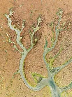 Tides: Abstract patterns at low tide in the marshland of the Walvis Bay lagoon