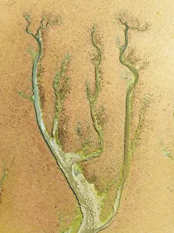 Tides: Abstract patterns at low tide in the marshland of the Walvis Bay lagoon