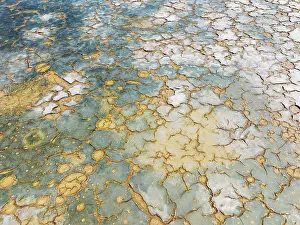 Saline: Abstract patterns in the shallow water of a saline pond in the marshland of the Bahía de Cádiz Nature Reserve