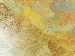 Pollution: Abstract patterns in a waste pond in the mineral-rich area of the Rio Tinto mines