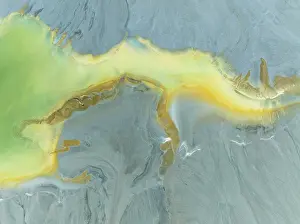 Pollution: Abstract patterns in a waste pond in the mineral-rich area of the Rio Tinto mines