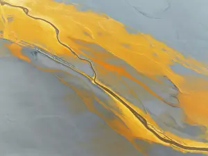 Pollution: Abstract patterns in a waste pond in the mineral-rich area of the Rio Tinto mines