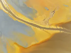 Pollution: Abstract patterns in a waste pond in the mineral-rich area of the Rio Tinto mines