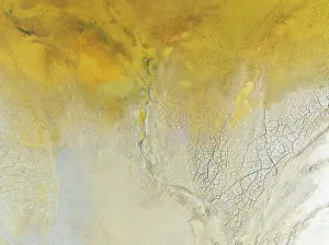 Pollution: Abstract patterns in a waste pond in the mineral-rich area of the Rio Tinto mines