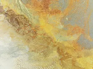 Pollution: Abstract patterns in a waste pond in the mineral-rich area of the Rio Tinto mines