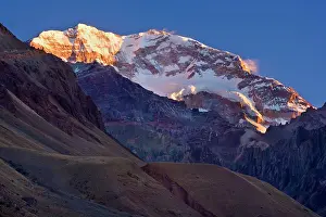 Height: Aconcagua - at sunrise - glacier covered flank