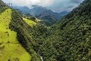 Colombia: Aerial of the Cocora valley, Unesco site coffee