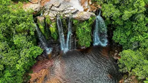 Bolivia: Aerial of the Cuevas Waterfalls, Samaipata, Bolivia