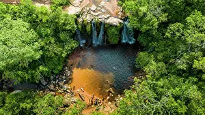 Bolivia: Aerial of the Cuevas Waterfalls, Samaipata, Bolivia
