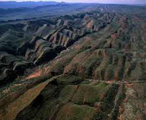 Folded: Aerial - Folded mountains near Glen Helen & Finke Gorge