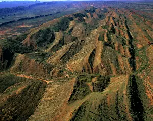 Folded: Aerial - Folded mountains near Glen Helen & Finke Gorge