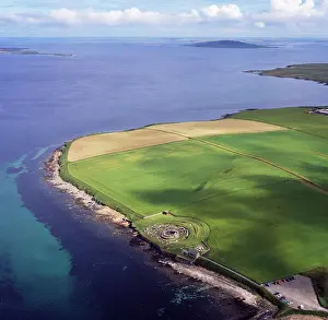 Excavations: Aerial image of Scotland, UK: Broch of Gurness