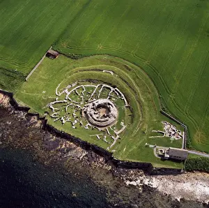 Excavations: Aerial image of Scotland, UK: The Broch of Gurness