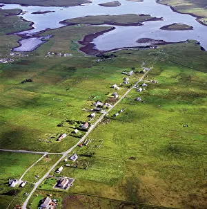 Headland: Aerial image of Scotland, UK: Callanish, a village