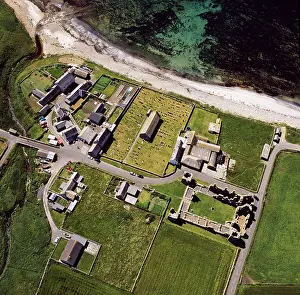 Earl: Aerial image of Scotland, UK: Earl's Palace, Birsay