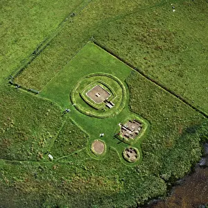 Excavations: Aerial image of Scotland, UK: The Neolithic Barnhouse
