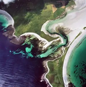 Ness: Aerial image of Scotland, UK: Tres Ness, Sanday