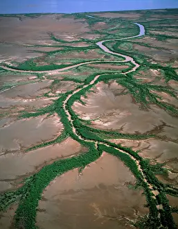 Kimberley: Aerial - King Sound near Derby: tidal flats, mangrove-lined