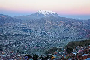 Population: Aerial of La Paz and Mount Illimani