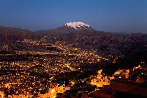 Population: Aerial of La Paz and Mount Illimani