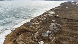 Kazakhstan: Aerial of lake Tengiz, Korgalzhyn Nature Reserve